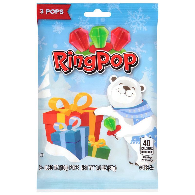 slide 1 of 2, Ring Pop Holiday Lollipops - 2oz/3pk, 3 ct; 2 oz