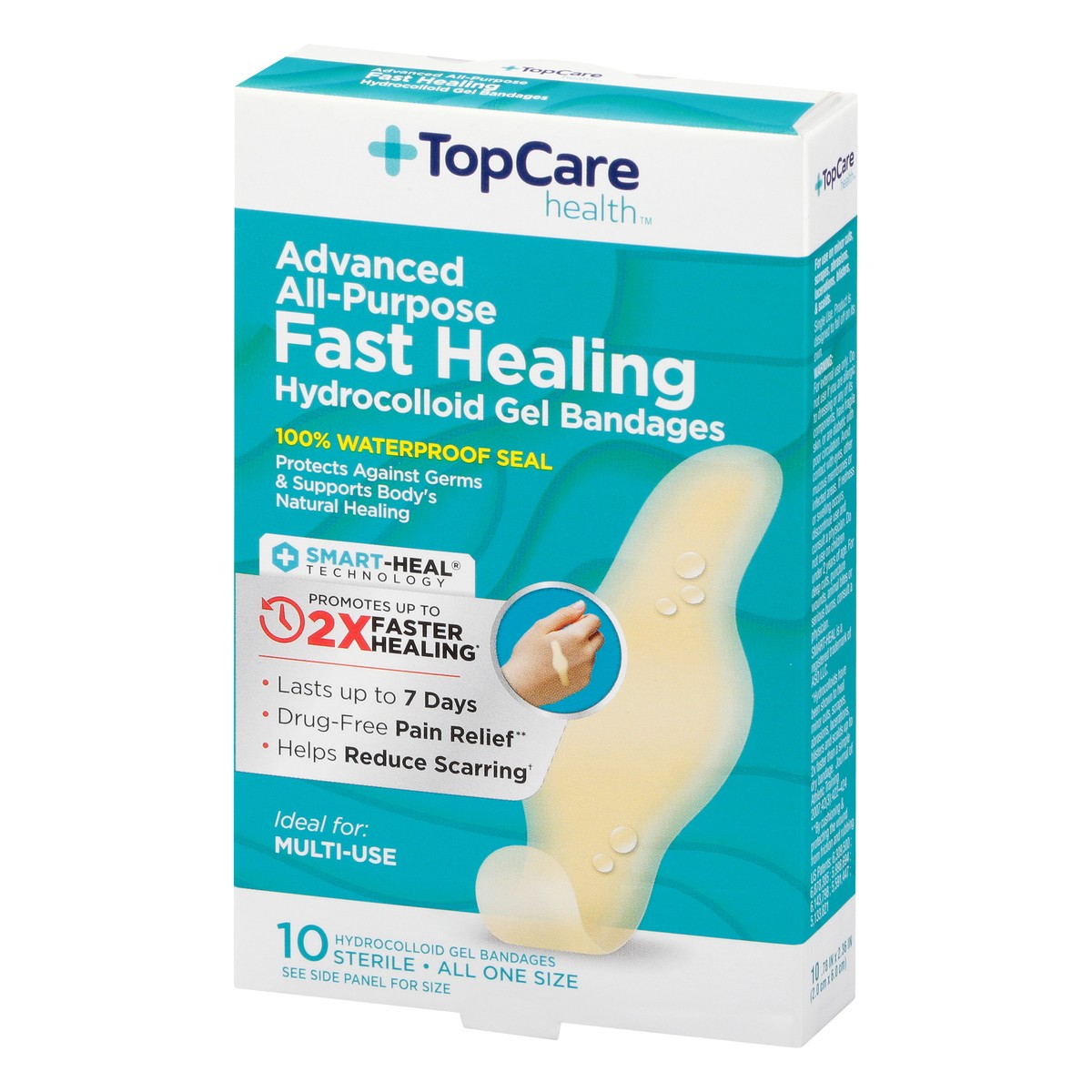 slide 2 of 8, TopCare Health Fast Healing Hydrocolloid Gel Bandages 10 ea, 10 ct