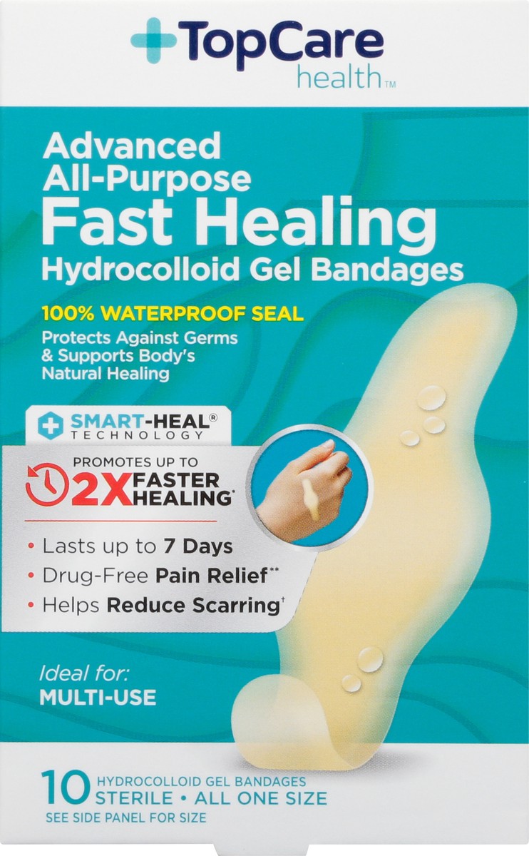 slide 8 of 8, TopCare Health Fast Healing Hydrocolloid Gel Bandages 10 ea, 10 ct