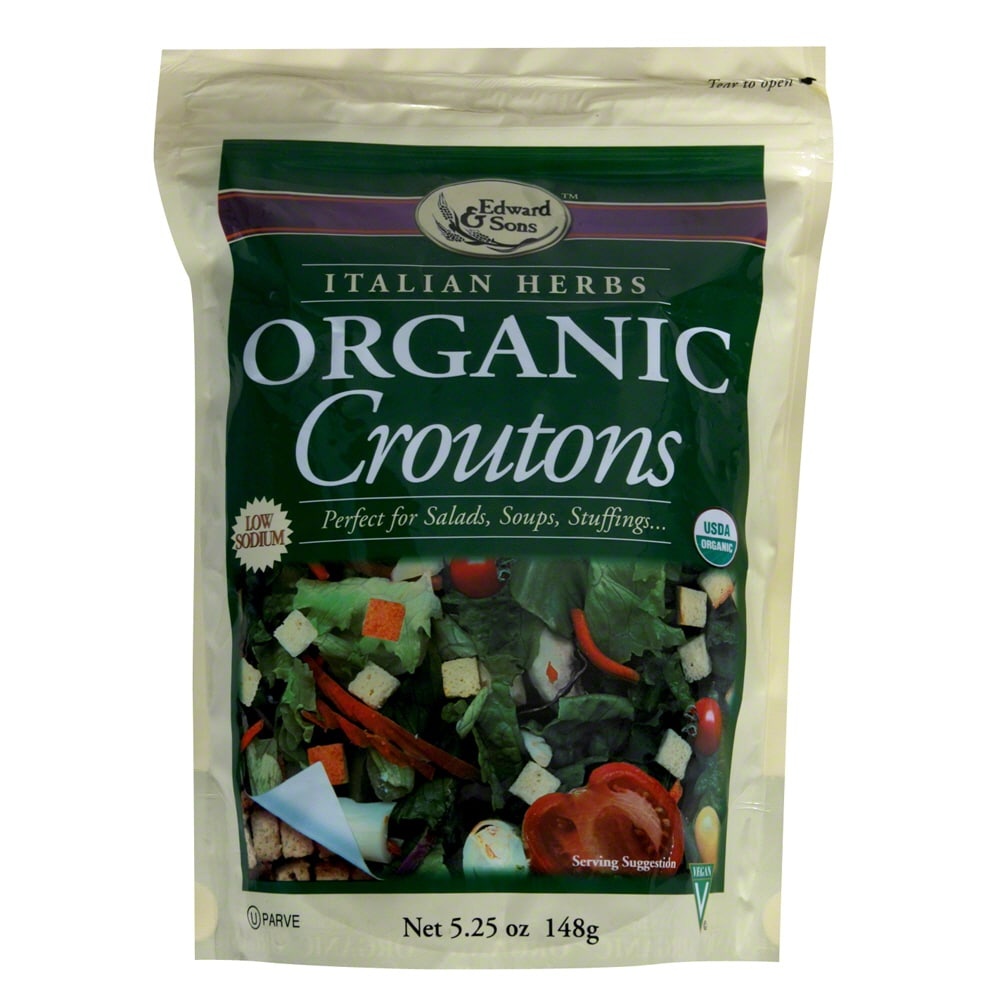 slide 1 of 1, Edward & Sons Edward And Sons Organic Croutons Italian Herbs, 5.25 oz