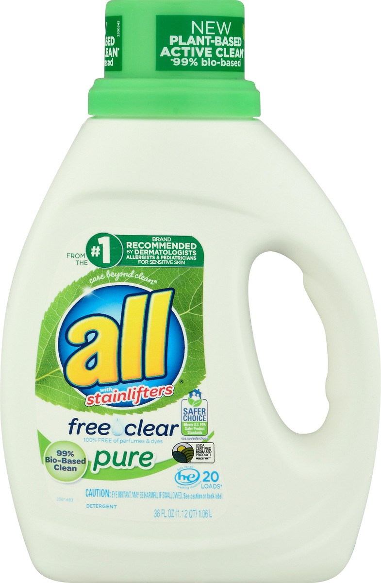 slide 8 of 9, All Ultra Free Clear Pure Liquid Detergent, 36 fl oz