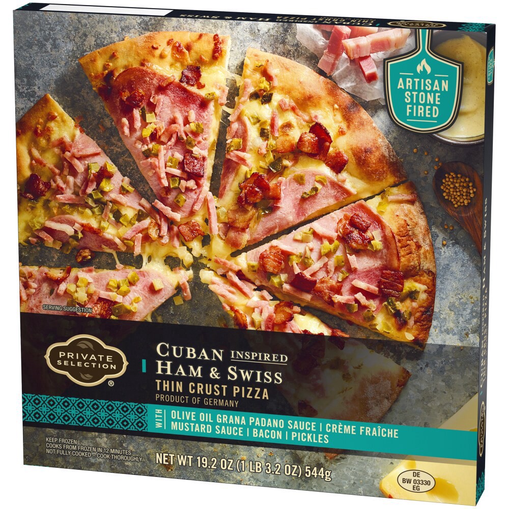 slide 6 of 6, Private Selection Cuban Inspired Ham & Swiss Thin Crust Pizza, 19.2 oz