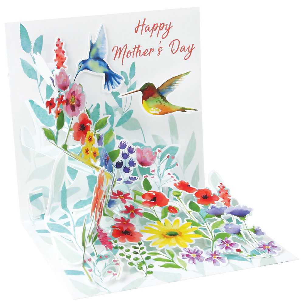 slide 1 of 1, Up With Paper Mother's Day Pop-Up Greeting Card With Envelope, 5-1/4'' X 5-1/4'', Bouquet For Mom, 1 ct