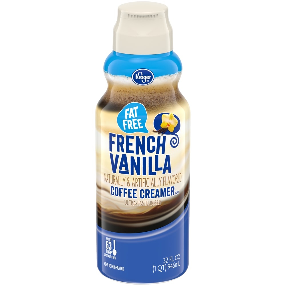 slide 1 of 1, Kroger Coffee Creamer - Fat Free French Vanilla, 32 fl oz