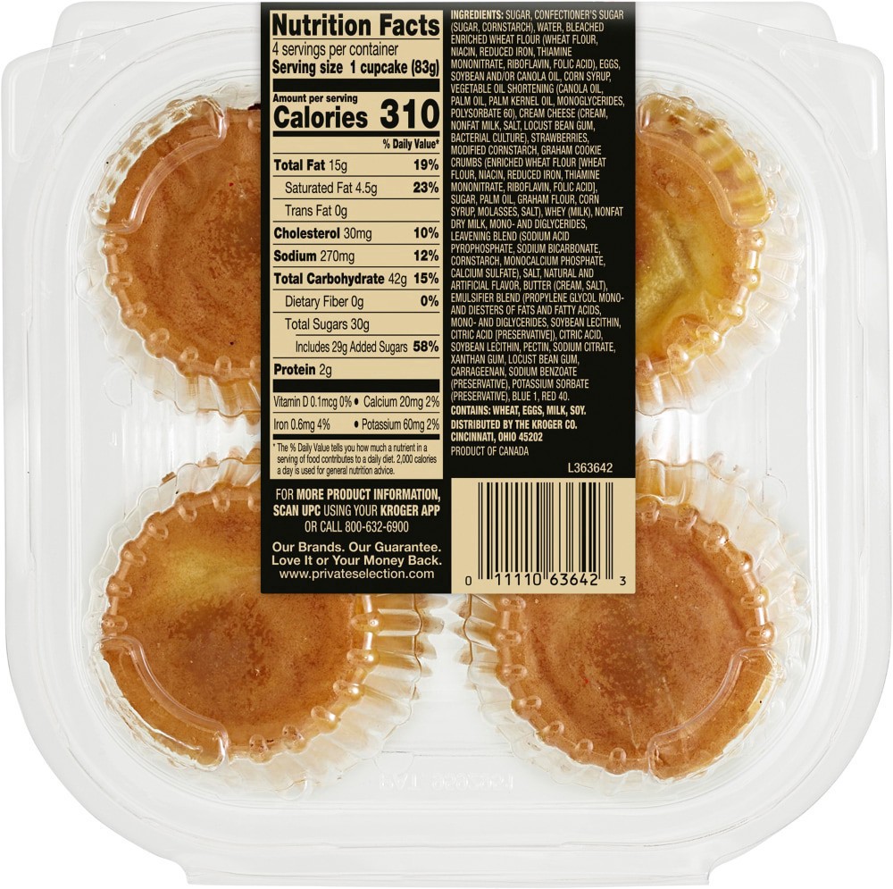 slide 3 of 5, Private Selection Strawberry Cheesecake Gourmet Cupcakes, 4 ct; 11.7 oz