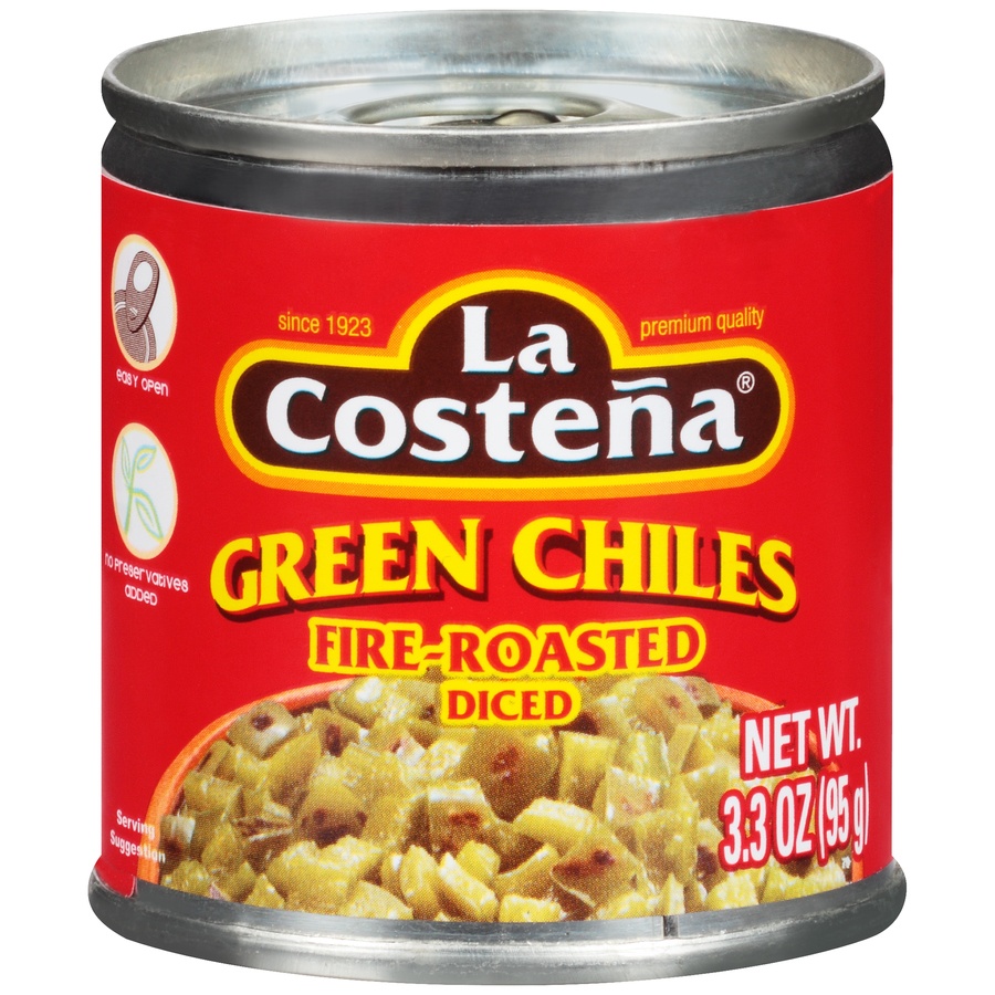 slide 1 of 1, La Costena Fire-Roasted Diced Green Chilies, 3.3 oz
