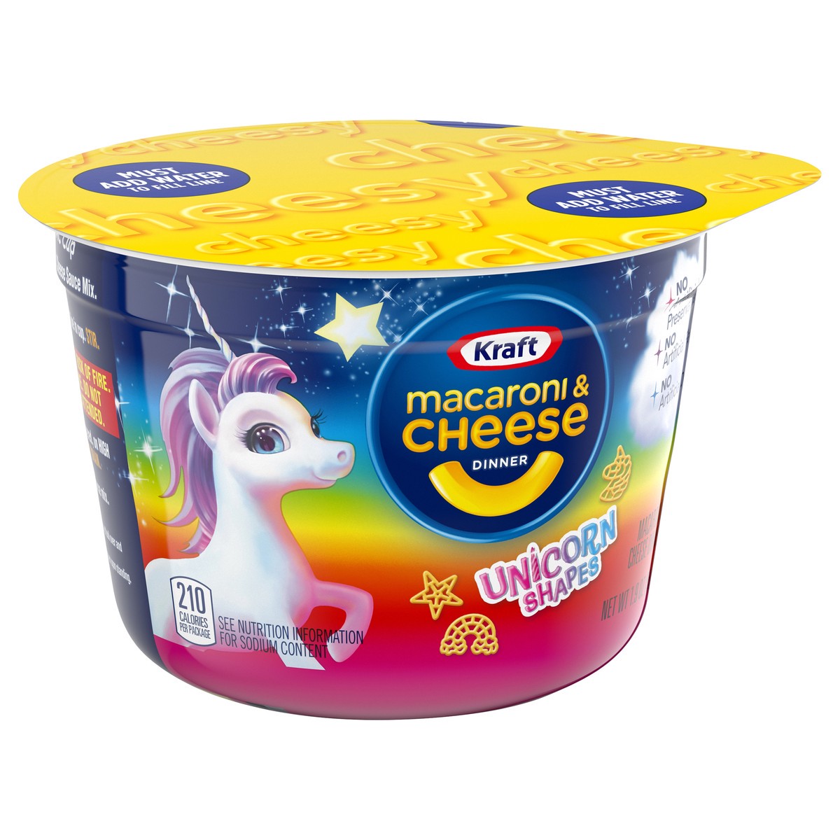 slide 8 of 9, Kraft Mac & Cheese Macaroni and Cheese Dinner Easy Microwavable Dinner with Unicorn Pasta Shapes, 1.9 oz Cup, 1.9 oz