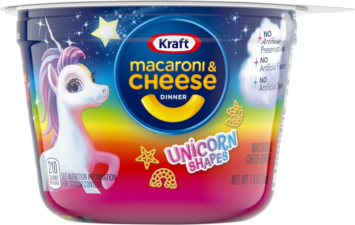 slide 4 of 9, Kraft Mac & Cheese Macaroni and Cheese Dinner Easy Microwavable Dinner with Unicorn Pasta Shapes, 1.9 oz Cup, 1.9 oz