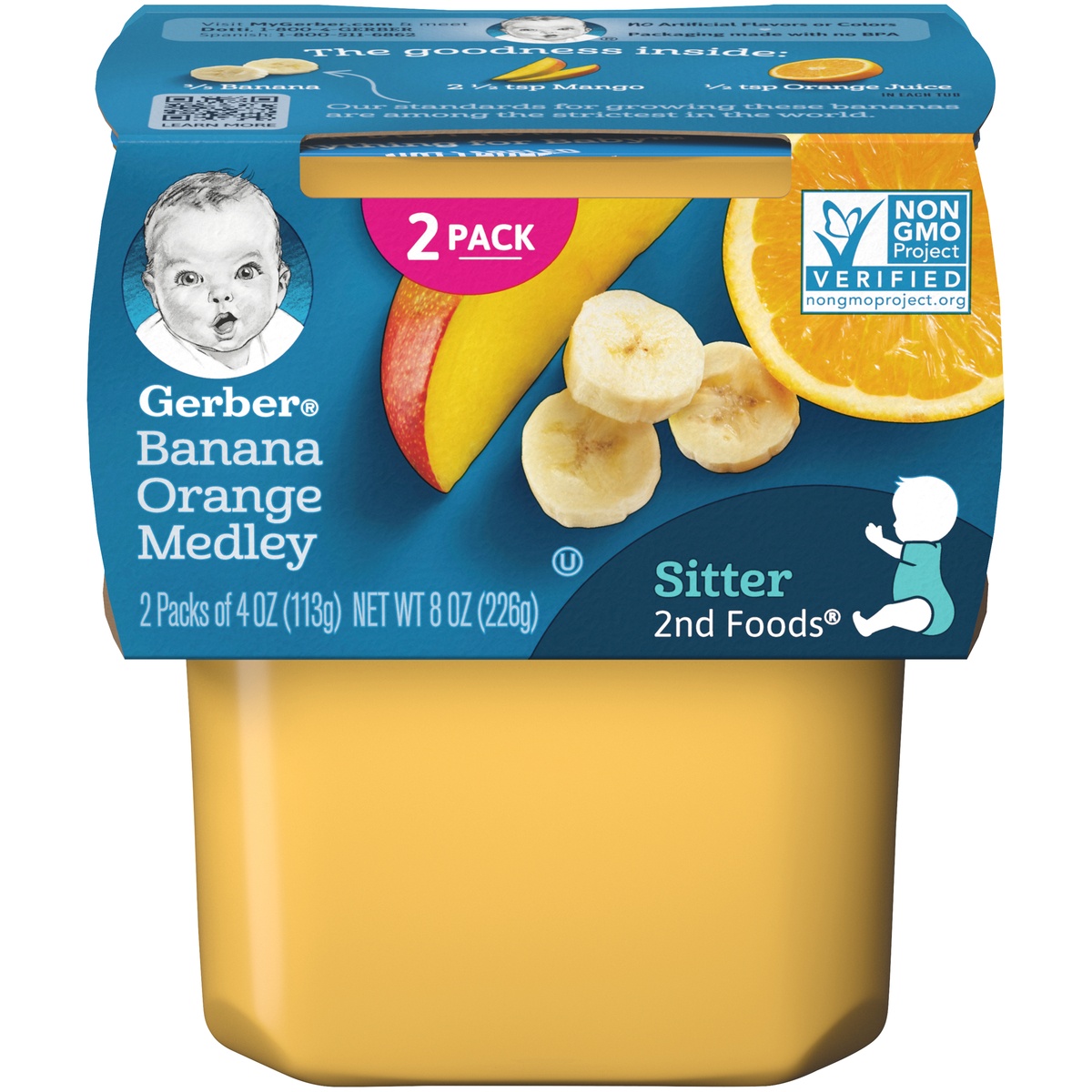 slide 1 of 1, Gerber 2nd Foods Banana Orange Medley Baby Food, 2 ct; 4 oz