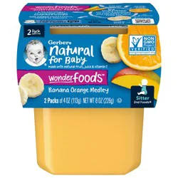 Gerber Stage 2 Baby Food, Banana Orange Medley Puree Tub, Baby Puree, 2PK