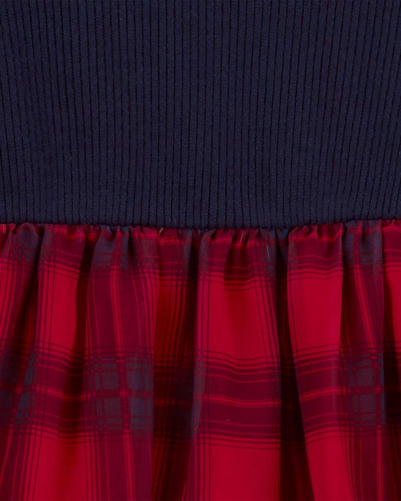 slide 2 of 2, Oshkosh Kid Long-Sleeve Plaid Dress Red, Blue 8, 1 ct