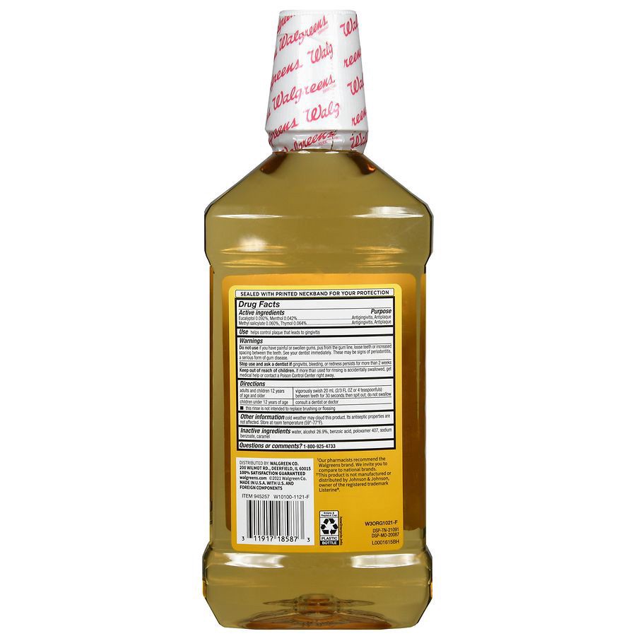 slide 5 of 5, Walgreens Antiseptic Original Mouth Rinse, 33.8 fl oz