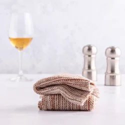 Hy-Vee Seasons Knit Dishcloths In Amber Orange, Set Of 2