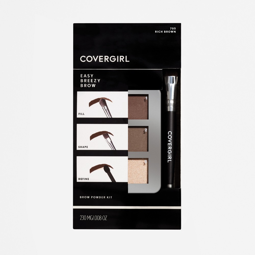 slide 4 of 7, Covergirl Easy Breezy Brow Powder Kit, Rich Brown, 1 ct