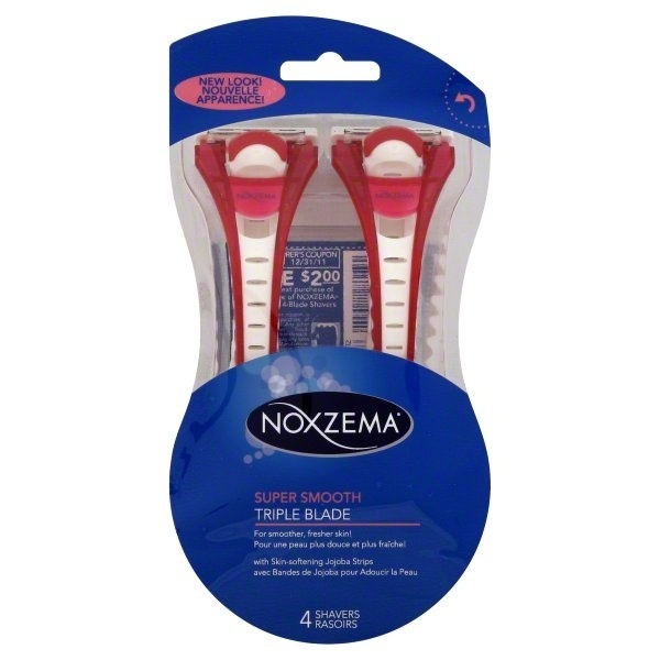 slide 1 of 1, Noxzema Super Smooth Triple Blade Shavers, 4 ct