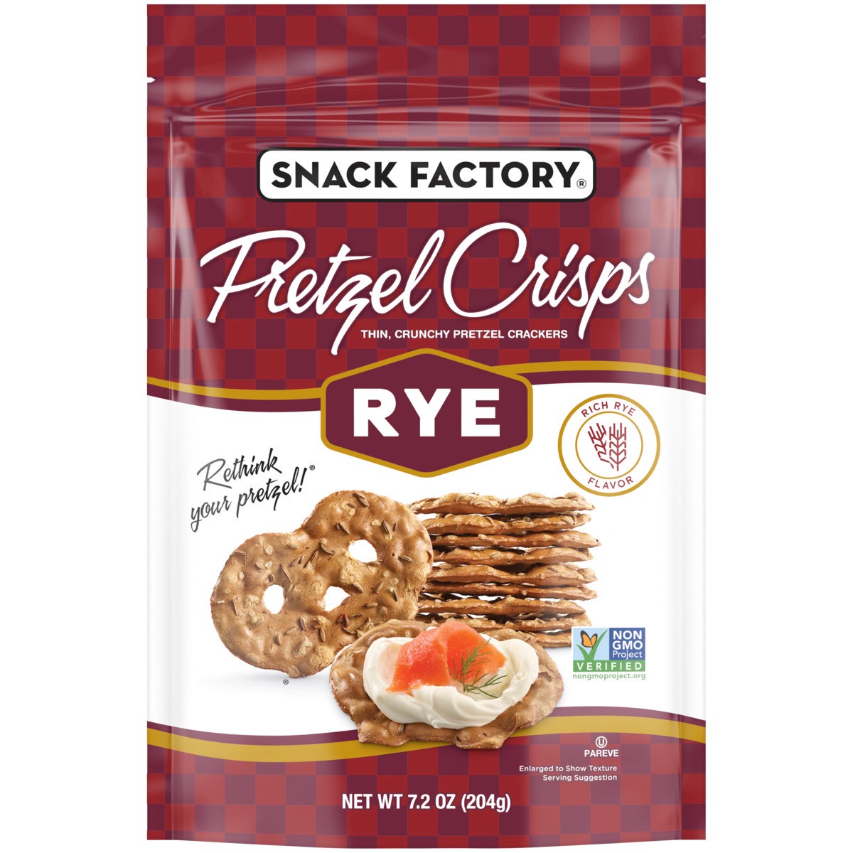 slide 1 of 6, Snack Factory Rye Pretzel Crackers, 7.200 oz