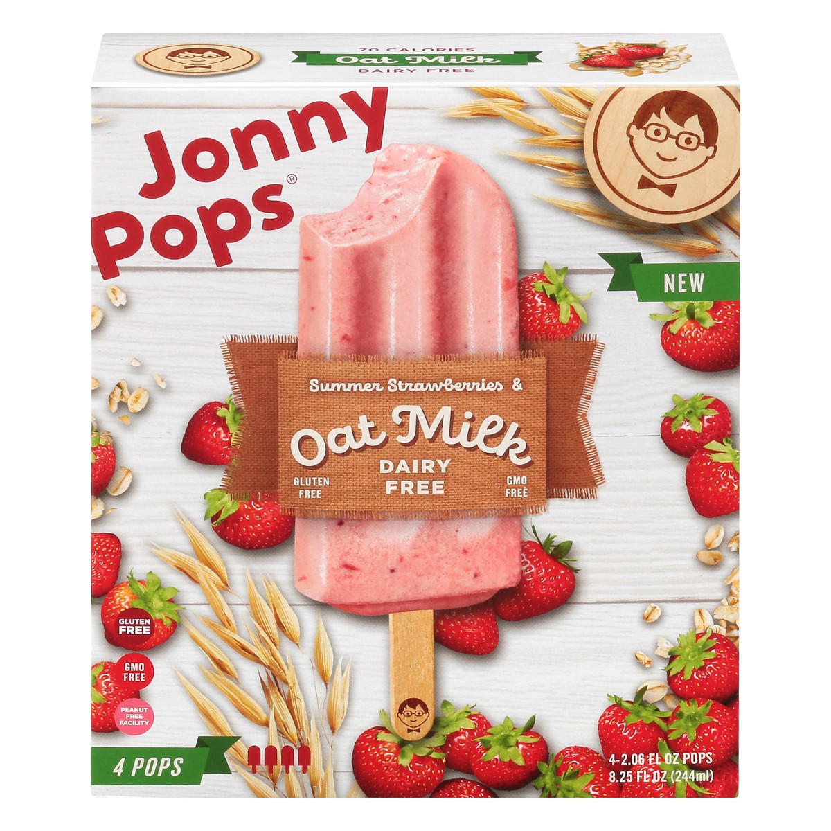 slide 1 of 9, Jonny Pops Dairy Free Strawberry & Oat Milk Pops, 1 ct