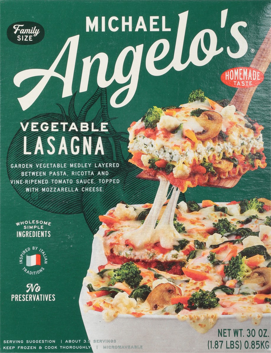 slide 6 of 9, Michael Angelo's Vegetable Lasagna Family Size 30 oz, 30 oz