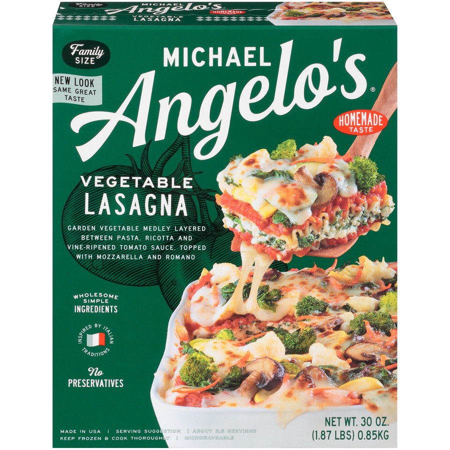 slide 1 of 9, Michael Angelo's Vegetable Lasagna Family Size 30 oz, 30 oz