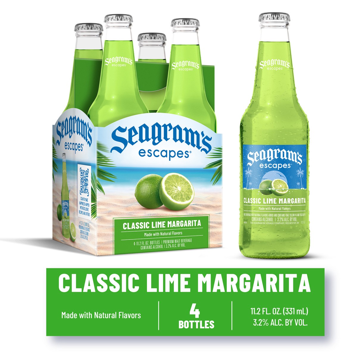 slide 1 of 11, Seagram's Malt Beverage, Classic Lime Margarita, Premium, 4 ct; 11 oz