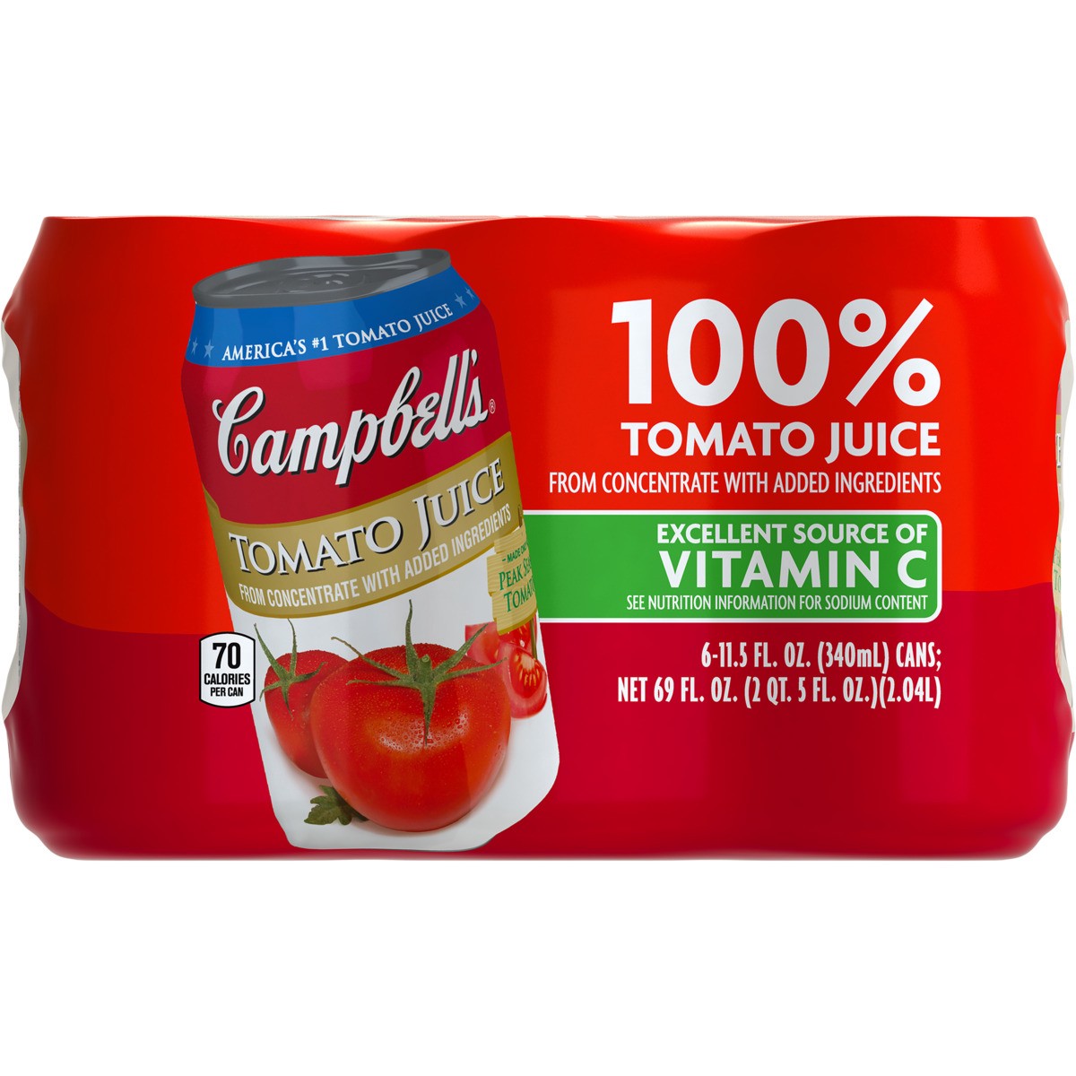 slide 9 of 11, Campbell's Tomato Juice, 11.5 oz Can (Pack of 6), 6 ct; 11.5 fl oz