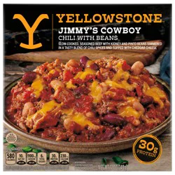 YELLOWSTONE Jimmy’s Cowboy Chili with Beans, Slow-cooked Seasoned Beef, Topped with Cheddar Cheese, 12 oz