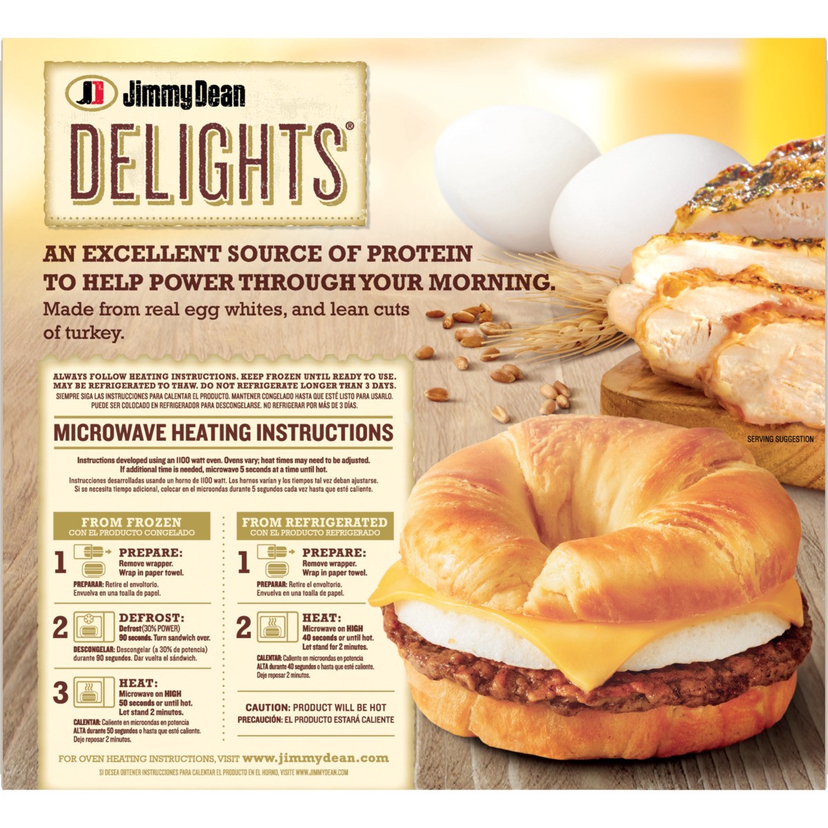 slide 8 of 9, Jimmy Dean Delights Croissant Breakfast Sandwiches with Turkey Sausage, Egg White, and Cheese, Frozen, 4 Count, 544.31 g