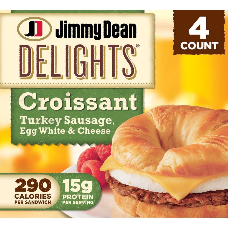 slide 1 of 6, Jimmy Dean Delights Turkey Sausage, Egg Whites, & Cheese Frozen Croissant - 4ct, 4 ct
