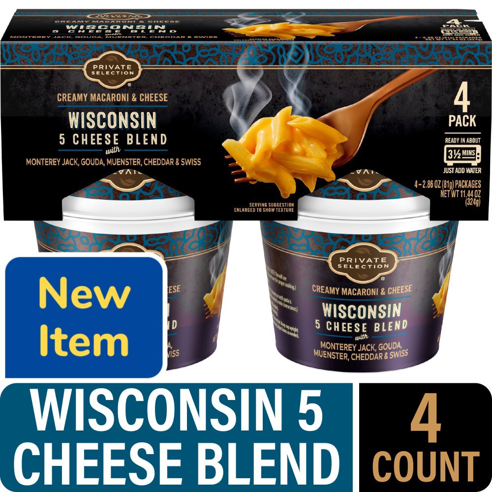slide 1 of 4, Private Selection Wisconsin 5 Cheese Blend Creamy Macaroni and Cheese, 4 ct / 2.86 oz