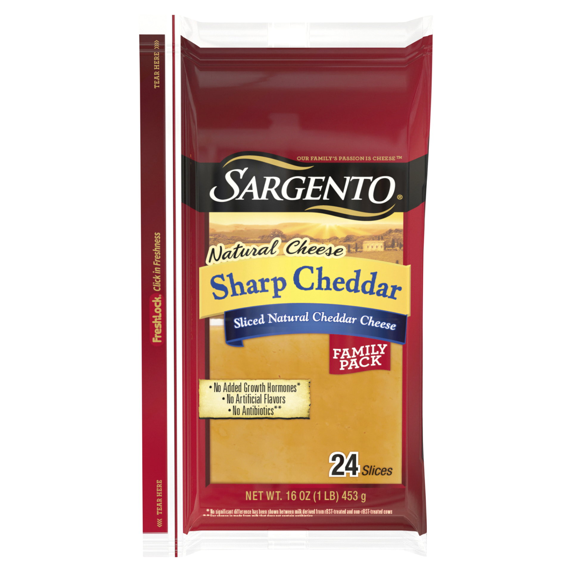 slide 1 of 5, Sargento Sliced Sharp Natural Cheddar Cheese, 16 oz., 24 slices, 16 oz