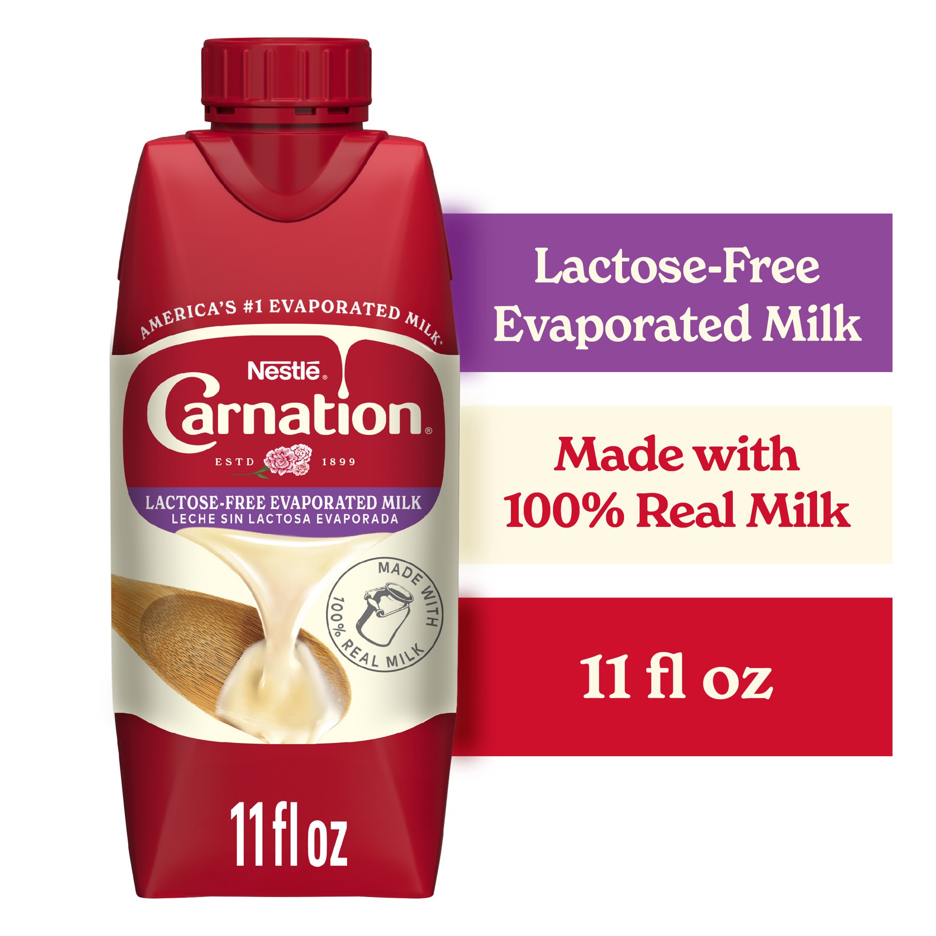 slide 1 of 8, Nestlé Carnation Lactose-Free Evaporated Milk, Vitamin D Added, Shelf Milk, Evaporated Milk, 11 fl oz