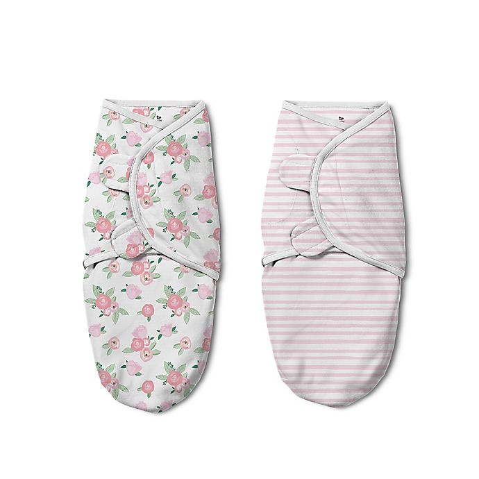 slide 1 of 3, SwaddleMe Luxe Original Floral Watercolor Small/Medium Cotton Swaddles - Pink, 2 ct