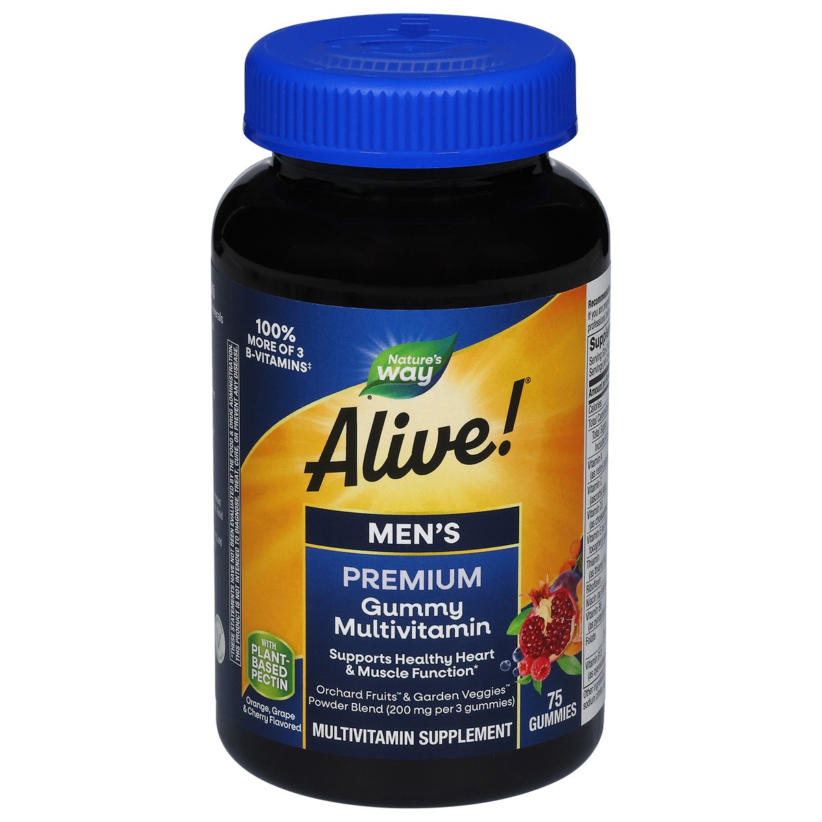 slide 1 of 3, Nature's Way Alive! Men's Premium Orange, Grape & Cherry Flavored Multivitamin 75 Gummies, 75 ct