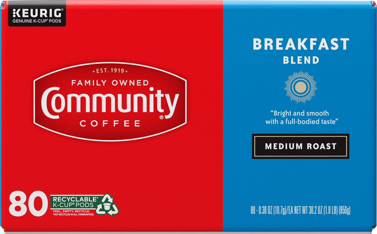 slide 2 of 12, Community Coffee Community Medium Roast K-Cup Pods Breakfast Blend Coffee 80 - 0.38 oz Pods, 80 ct