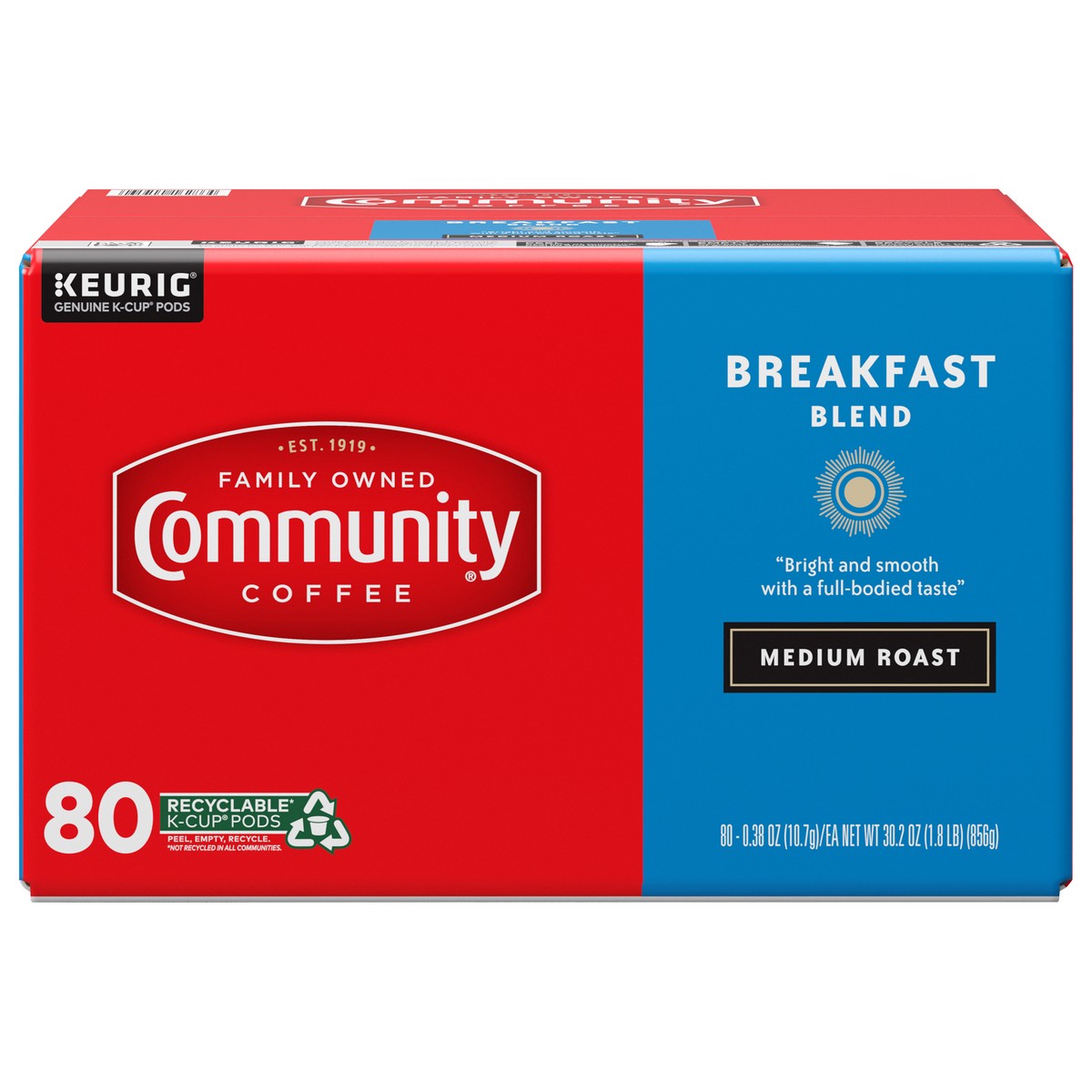 slide 12 of 12, Community Coffee Community Medium Roast K-Cup Pods Breakfast Blend Coffee 80 - 0.38 oz Pods, 80 ct