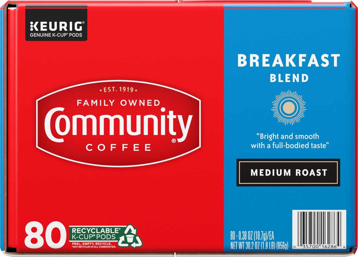 slide 6 of 12, Community Coffee Community Medium Roast K-Cup Pods Breakfast Blend Coffee 80 - 0.38 oz Pods, 80 ct