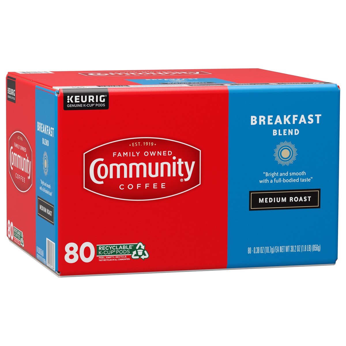 slide 7 of 12, Community Coffee Community Medium Roast K-Cup Pods Breakfast Blend Coffee 80 - 0.38 oz Pods, 80 ct