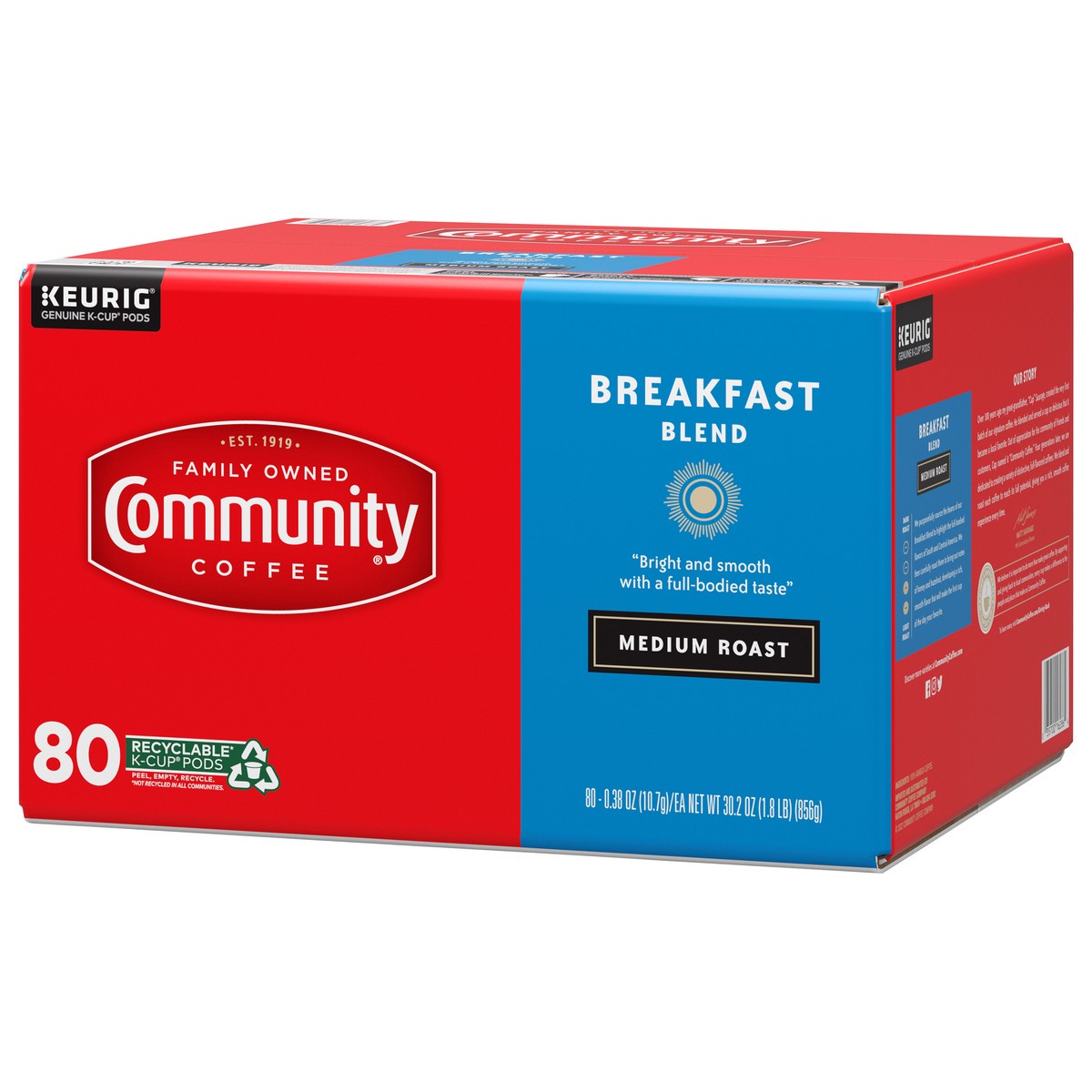 slide 8 of 12, Community Coffee Community Medium Roast K-Cup Pods Breakfast Blend Coffee 80 - 0.38 oz Pods, 80 ct