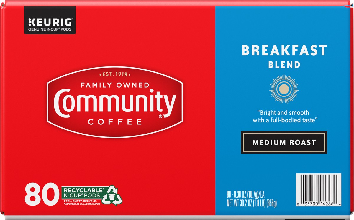 slide 10 of 12, Community Coffee Community Medium Roast K-Cup Pods Breakfast Blend Coffee 80 - 0.38 oz Pods, 80 ct