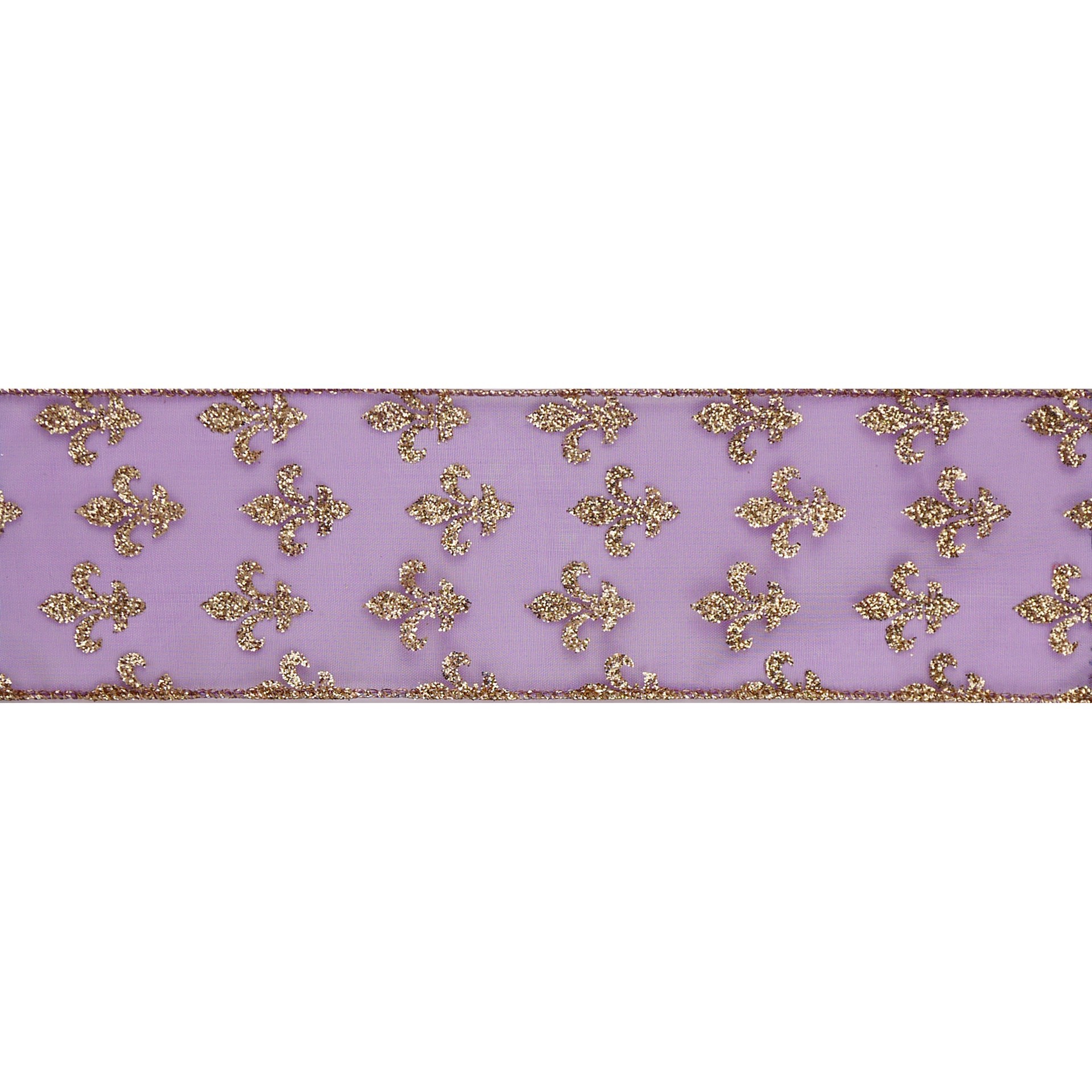 slide 2 of 3, 2.5" X 20ft. Fleur-De-Lis Wired Sheer Ribbon By Celebrate It, 2.5 in x 20 ft