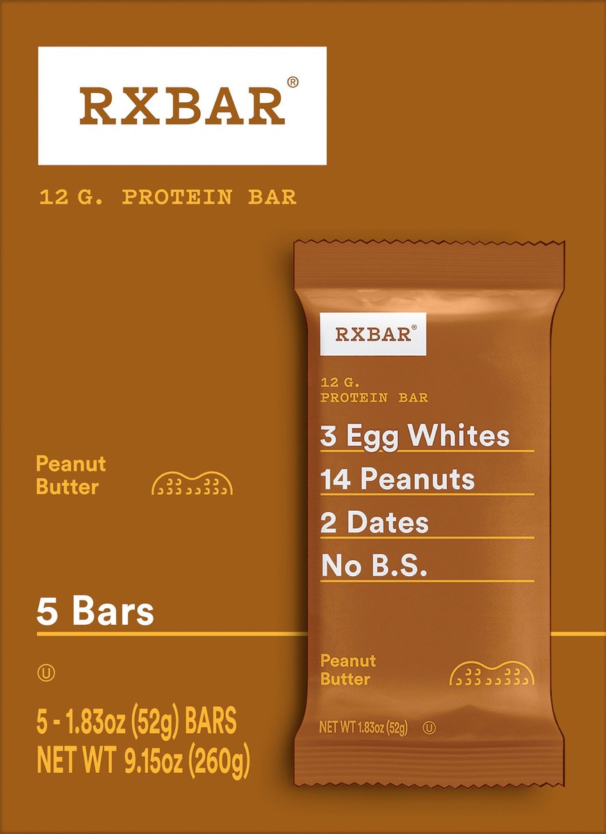 slide 12 of 13, RXBAR Protein Bars, Protein Snack, Snack Bars, Peanut Butter, 9.1oz Box, 5 Bars, 9.15 oz