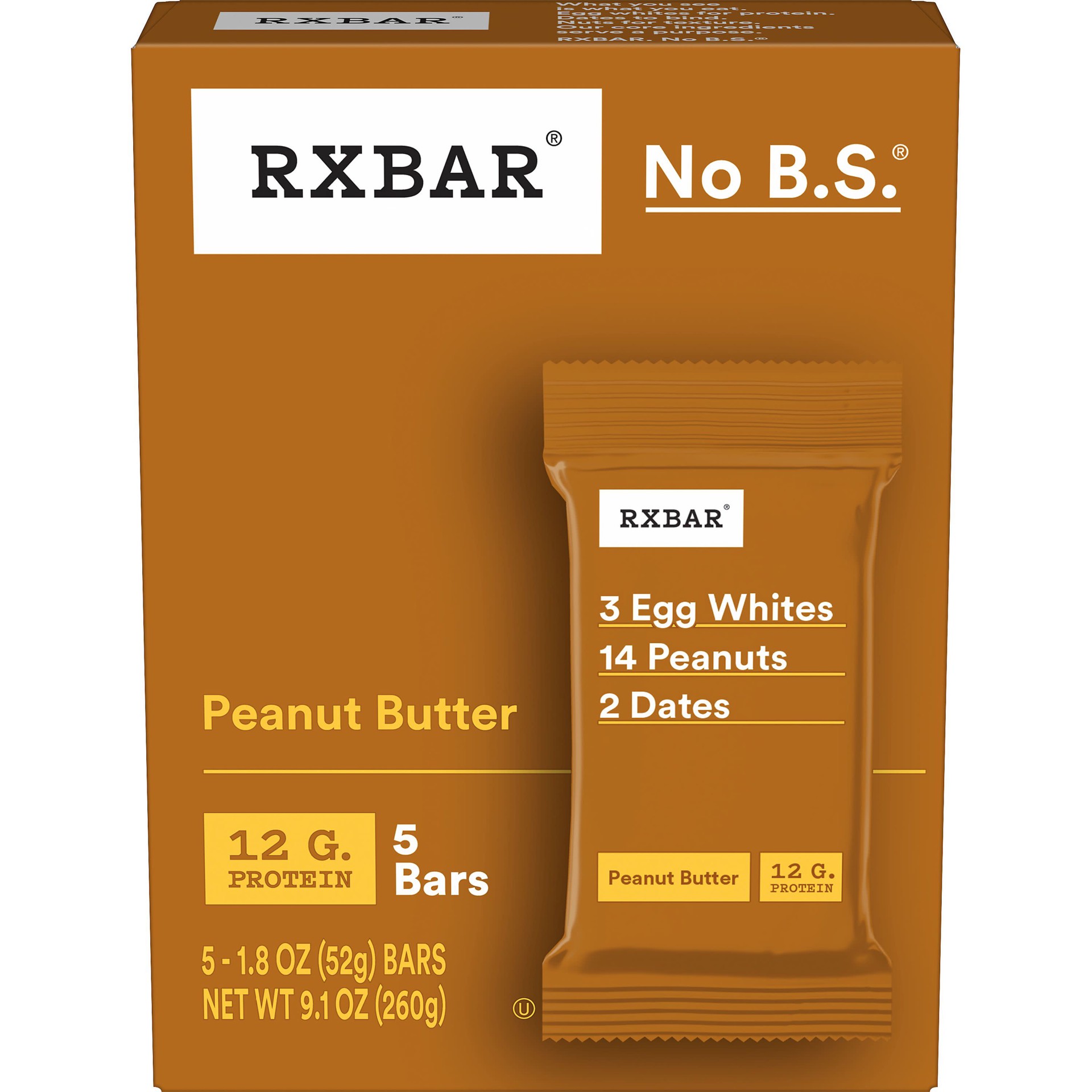 slide 1 of 13, RXBAR Protein Bars, Protein Snack, Snack Bars, Peanut Butter, 9.1oz Box, 5 Bars, 9.15 oz