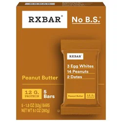 RXBAR Protein Bars, Protein Snack, Snack Bars, Peanut Butter, 9.1oz Box, 5 Bars