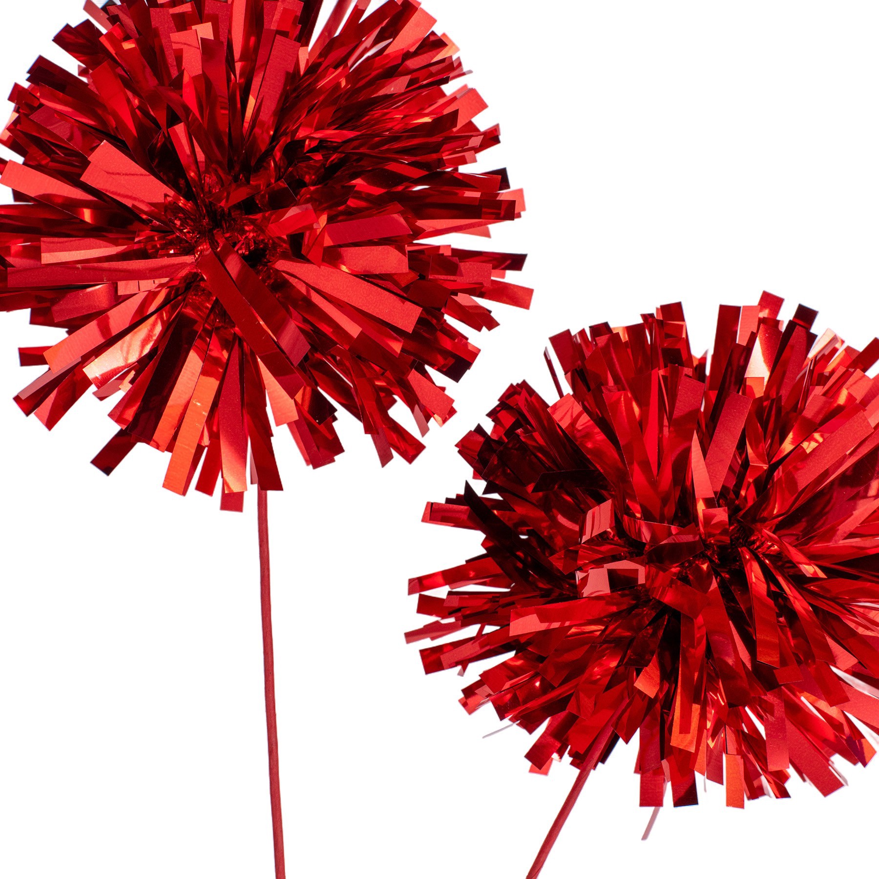 slide 2 of 2, 17.5" Red Tinsel Pom Pom Pick By Celebrate It, 17.5 in