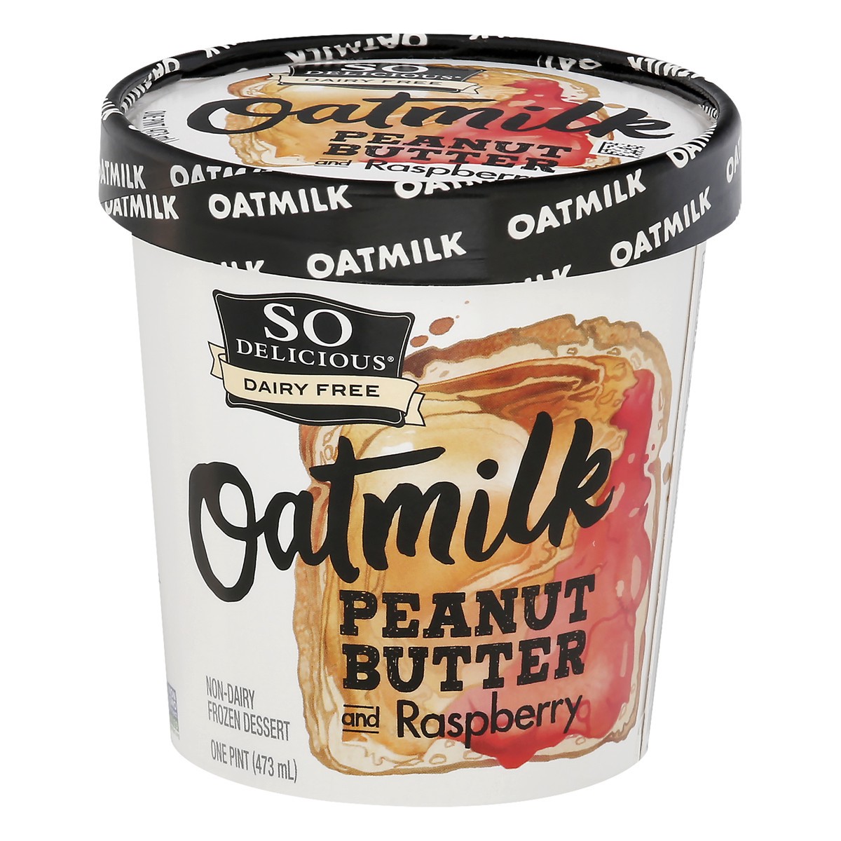 slide 12 of 13, So Delicious Oatmilk Non-Dairy Peanut Butter and Raspberry Frozen Dessert 1 pt, 1 pint