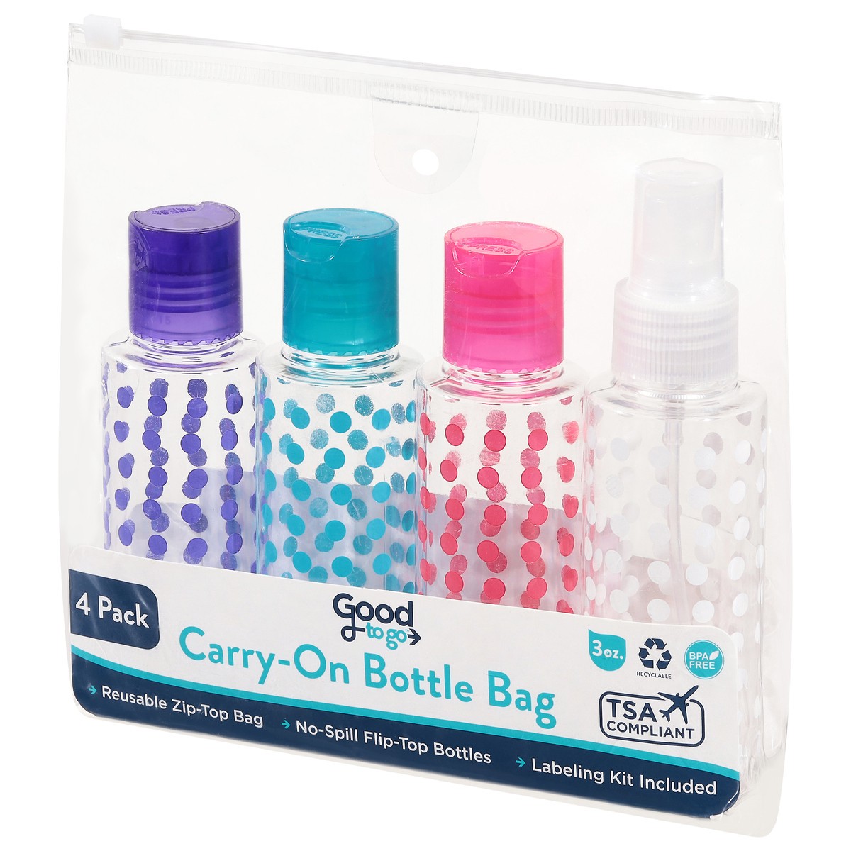 slide 3 of 9, Good to Go 4 Pack Carry-On Bottle Bag 4 ea, 4 ct