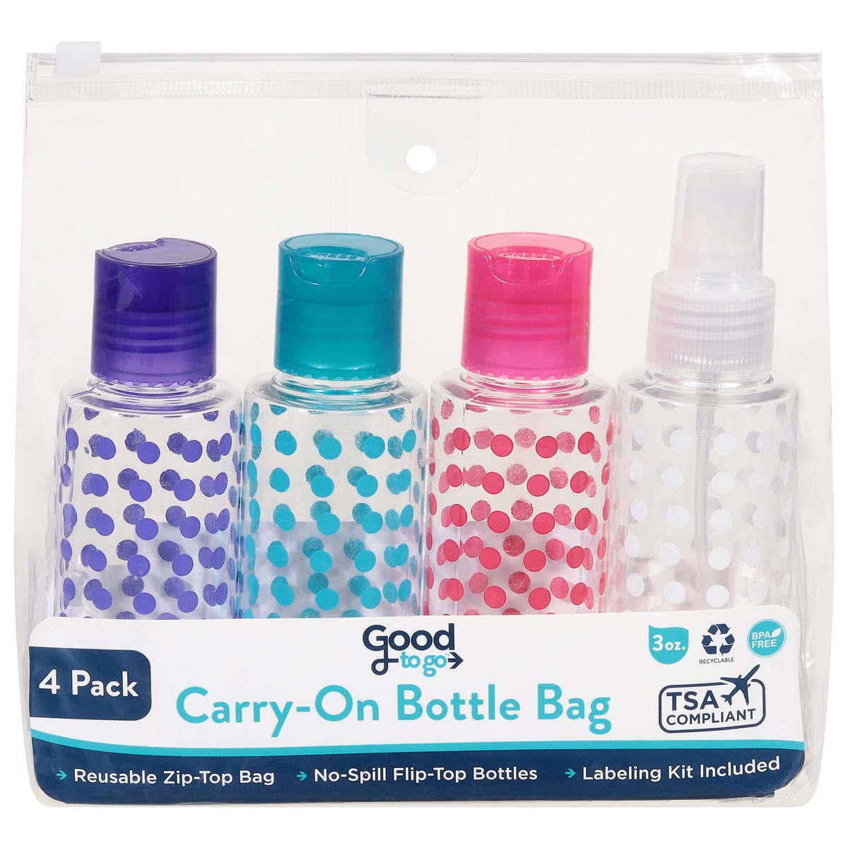 slide 1 of 9, Good to Go 4 Pack Carry-On Bottle Bag 4 ea, 4 ct