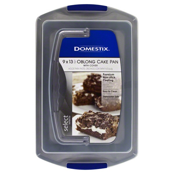 slide 1 of 1, Domestix 9x13 Oblong Cake Pan With Cover, 1 ct