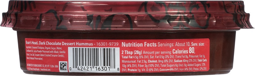 slide 5 of 5, Boar's Head Dark Chocolate Dessert Hummus - 10 oz, 10 oz