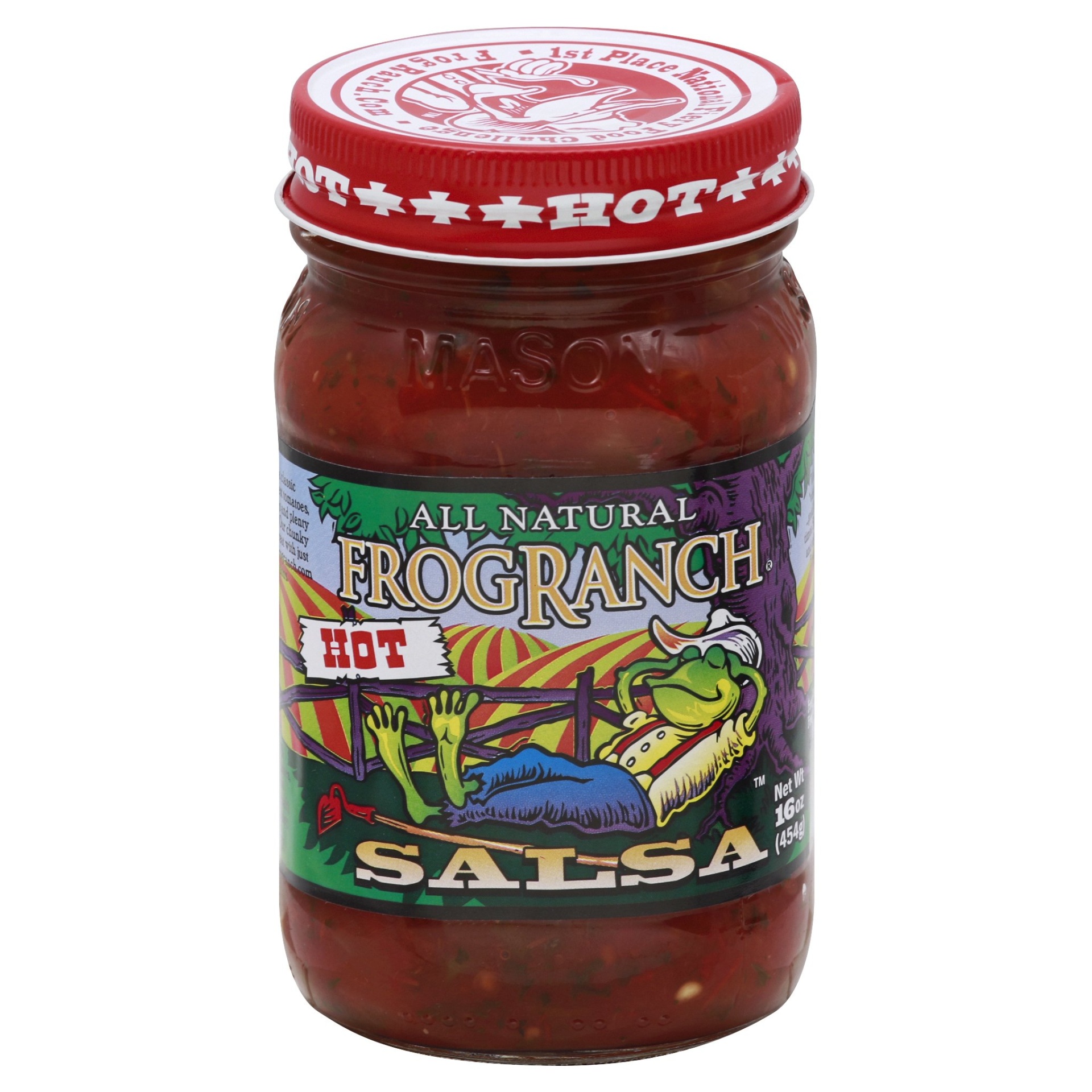 slide 1 of 1, Frog Ranch Hot Salsa, 16 oz